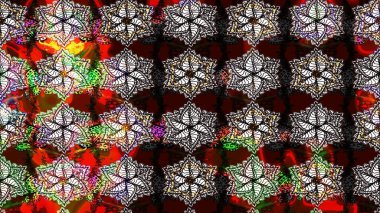 Kumaş, tekstil, duvar kağıdı baskısı için. Renkli desenli eskiz deseni, kahverengi ve siyah çiçekler ve dekoratif elementler. Eskiz geçmişi. Eski usul. Raster illüstrasyonu.