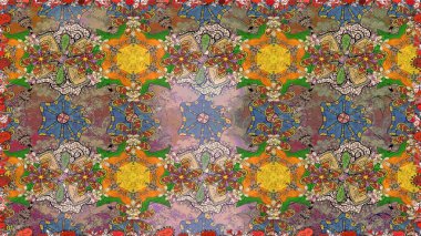 Raster illüstrasyonu. Kahverengi ve nötr renklerde. Çiçek. Kusursuz dekoratif arka plan, çiçek mandala.