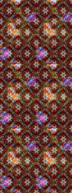 Şirin çiçek elementleri. Raster illüstrasyonu. Kahverengi ve kırmızı renkte çiçekler. Çizim.