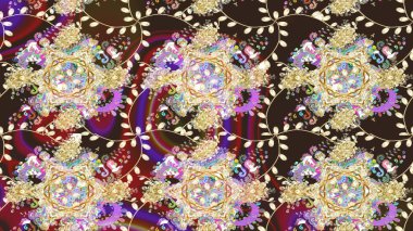 Raster illüstrasyonu. Moda baskısı, albüm, ambalaj kağıdı ve duvar kağıdı için zarif dekoratif süslemeler. Küçük çiçekli basit bir çiçek çizimi. Bej renkli şirin çiçekler..