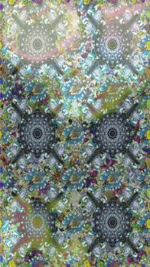 Küçük çiçekteki sevimli çiçek deseni. Raster illüstrasyonu. Raster deseni. Tarafsız ve gri renklerde yaz çiçekleri.