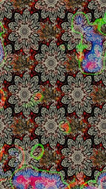 Çiçek tasarımı için inanılmaz bir kolaj cenneti tarzı. Çiçekli zambakların eskiz geçmişi. Parlak çiçekli kolaj çiçekleri gri ve siyah.