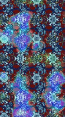 Çiçekli karalama şeklinde Raster çiçek deseni. Mavi ve nötr renklerde çiçekler. Yumuşak, yaz çiçekli arka plan.