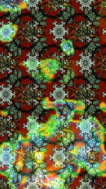 Yeşil ve kahverengi renkli çiçekler. Hediye ambalaj kağıdı, tebrik kartları, posterler ve pankart tasarımı. Raster düz çiçek çizim deseni.