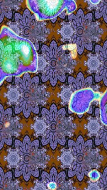 Raster illüstrasyonu. Egzotik çiçekler, mor ve kahverengi renkler üzerine botanik, parlak klasik doğa. Klasik tropikal doğal elementlerin suluboya seti.