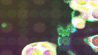 Raster illüstrasyonunda kusursuz çiçek deseni. Yeşil ve kahverengi renkte çiçekler.