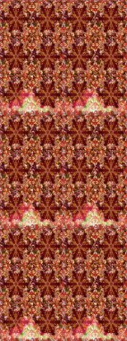 Geleneksel raster ve altın desen. Damask pürüzsüz süsü. Kırmızı renkler üzerinde klasik oryantal desen.