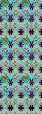 Raster floral pattern in doodle style with flowers. Flowers on blue and neutral colors. Gentle, cute floral background.