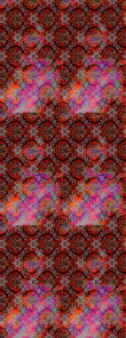 Raster illüstrasyonu. Kahverengi ve kırmızı renklere karalamalar çizilmiş çiçek deseni.