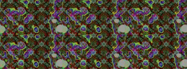 Hediye ambalaj kağıdı, tebrik kartları, posterler ve pankart tasarımı. Yeşil ve gri renkli çiçekler. Raster düz çiçek çizim deseni.