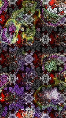 Tekrar eden çiçek arkaplanı, zarif gri ve siyah çiçek duvar kağıdı. Gri ve siyah renkler üzerine çiçek desenli çizimler, el yapımı papatyalar, papatyalar..