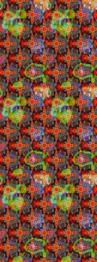 Çiçekli karalama şeklinde Raster çiçek deseni. Nazik, narin çiçek arkaplanı. Kahverengi ve kırmızı renkte çiçekler.