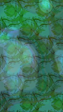 Anti-stres için soyut örnek sayfası. Yeşil ve mavi renklerde. Raster illüstrasyonu.