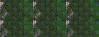 Yeşil ve gri renklere karalamalar çizen kusursuz çiçek deseni. Raster illüstrasyonu.