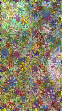 Küçük renkli çiçekler. Çiçekli bahar çiçekleri. Motley illüstrasyonu. Küçük çiçekte güzel bir desen. Moda baskıları için zarif bir şablon.