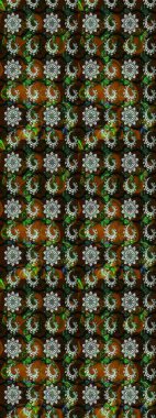 Raster illüstrasyonu. Eskiz arkaplan modeli. Suluboya, elle çizilmiş. Kahverengi ve siyah yapraklı yabani çiçekler.