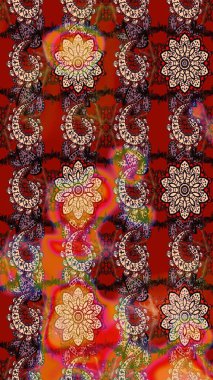 Küçük çiçekteki sevimli çiçek deseni. Raster deseni. Kibar, yaz çiçekleri kırmızı ve kahverengi renklerde. Raster illüstrasyonu.