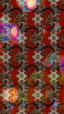 Kahverengi ve kırmızı renkte çiçekler. Elle boyanmış suluboya resim çizimi çiçekler ve bitkiler.