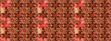 Tekrar eden çiçek arkaplanı, zarif kahverengi ve kırmızı çiçek duvar kağıdı. Kahverengi ve kırmızı renkler üzerine çiçek desenli çizimler, el yapımı papatyalar, papatyalar..