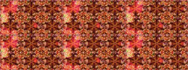 Tekrar eden çiçek arkaplanı, zarif kahverengi ve kırmızı çiçek duvar kağıdı. Kahverengi ve kırmızı renkler üzerine çiçek desenli çizimler, el yapımı papatyalar, papatyalar..