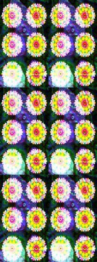 Raster illustration. Gentle, spring floral on blue and yellow colors. Raster floral pattern in doodle style with flowers and leaves.