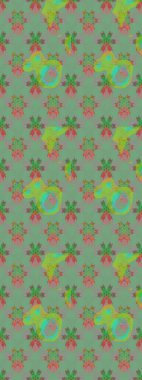 Yeşil ve gri renkte yaz çiçekleri. Çiçekli karalama şeklinde Raster çiçek deseni. Raster illüstrasyonu.