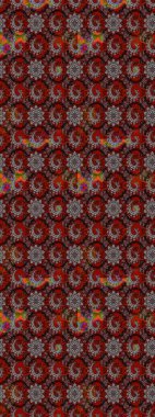 Raster illüstrasyonu. Kahverengi ve kırmızı renkte çiçekler. Tropikal çizim çiçek deseni.