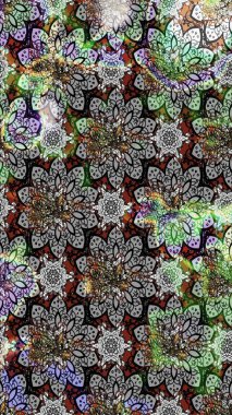 Gri ve nötr renkte çiçekler. Raster illüstrasyonu. Çizim çiçek deseni duvar kağıdı için kullanılabilir.