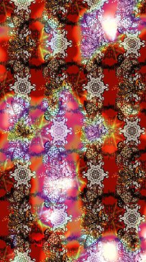 Sevimli çiçek raster deseni. Düz Çiçek Elementleri Tasarımı. Renkli Yaz Temalı eskiz kalıbı. Kahverengi ve kırmızı renkte çiçekler.