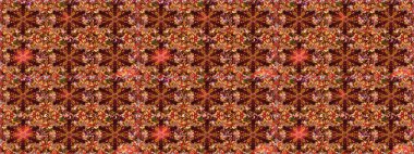 Raster illüstrasyonu. Kahverengi ve kırmızı kıvırcık çiçekler kahverengi ve kırmızı renklerde şekillenir. Klasik çiçek tasarım elementleri.