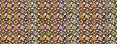 Güzel kumaş deseni. Raster illüstrasyonu. Kahverengi ve bej renklerde. Raster illüstrasyonunda kusursuz çiçek deseni.