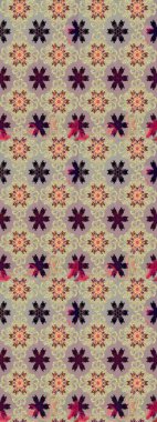 Bej ve nötr renklerde etnik çiçekli zarif eskiz deseni. Asya Tekstil 'inde Raster Çiçek İllüstrasyonu.