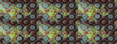 Renkli Bahar Teması eskiz kalıbı. Düz Çiçek Elementleri Tasarımı. Yeşil ve nötr renklerde şirin çiçek desenleri. Raster Modaya uygun kumaş deseni.