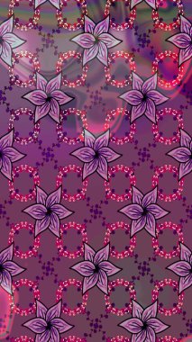 Yumuşak, bahar çiçekleri mor ve kahverengi renklerde. Çiçekli karalama şeklinde Raster çiçek deseni. Raster illüstrasyonu.