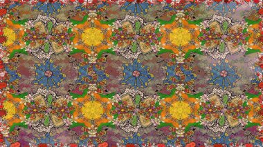 Raster illüstrasyonunda kusursuz çiçek deseni. Kahverengi ve bej renkli çiçekler.