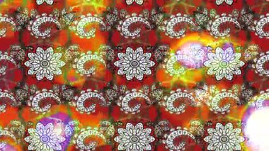 Renkli unsurlarla hareketli arka plan görüntüleri. Çiçekler. Eski model. Bayrak tarzı. Video kaydı. Şablon. Döngü. Kusursuz.. 