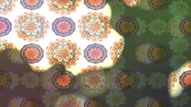 Renkli unsurlarla hareketli arka plan görüntüleri. Çiçekler. Eski model. Bayrak tarzı. Video kaydı. Şablon. Döngü. Kusursuz.. 