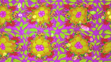 Renkli unsurlarla hareketli arka plan görüntüleri. Çiçekler. Eski model. Bayrak tarzı. Video kaydı. Şablon. Döngü. Kusursuz.. 