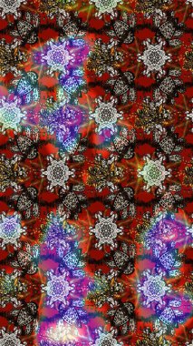 Parlak çiçekli kahverengi ve gri renkler üzerine soyut çizim deseni. Çiçeksel elementlerle süslenmiş zarif raster dokusu. Küçük çiçekte şirin bir çiçek deseni var..