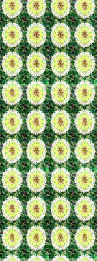 Raster illüstrasyonu. Yeşil ve nötr renklerde çiçekler. El çizimi çiçekli soyut çizim deseni.