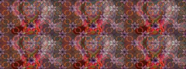 Kusursuz. Raster illüstrasyonu. Şirin çiçek elementleri. Kahverengi ve gri renkte çiçekler.