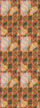 Duvar kâğıdı barok, İspanyol kumaşı. Kusursuz raster arka plan. Çiçek deseni. Turuncu ve nötr renklerde altın elementler. Şekil grafik deseni.