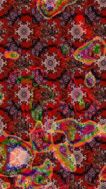 Raster Yumuşak kumaş deseni. Klasik taslak çizimi. Çiçeksel kahverengi ve kırmızı çizim deseni. Raster çiçek izi..