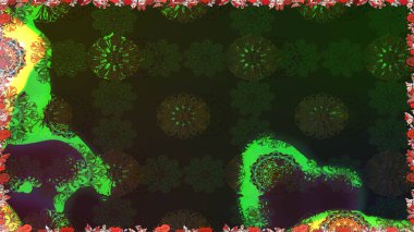 Raster illustration. In nice textile style on gray and green colors. Floral seamless pattern with watercolor flowers.