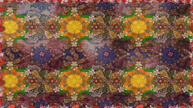 Raster illüstrasyonu. Şirin karalama çiçekleri olan kusursuz çiçek desenleri. El yapımı çiçek ve bitki koleksiyonu. Raster illüstrasyonu. Eskiz stili kahverengi ve gri renklerde.