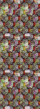 Gri ve nötr renkte çiçekler. Asya tekstil tarzında. Raster illüstrasyonu. Raster illüstrasyonu. Çiçek desenini çiz.