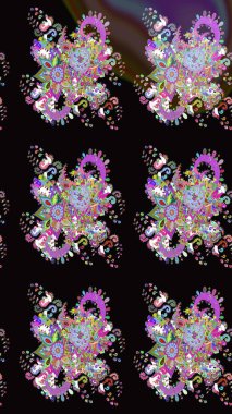 Modaya uygun kumaş deseni. Sevimli çiçek raster deseni. Düz Çiçek Elementleri Tasarımı. Renkli Yaz Teması çizim şablonu.