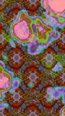 Raster resim. Elle çizilmiş. Güzel kumaş deseni. Doodle çiçekler ve dalları, otlar ve çiçekler.