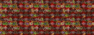 Renkli Yaz Temalı eskiz kalıbı. Düz Çiçek Elementleri Tasarımı. Kahverengi ve kırmızı renkte çiçekler. Sevimli çiçek raster deseni.