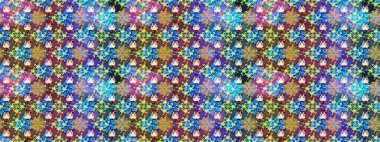 Yumuşak, bahar çiçekli arka plan. Çiçekli karalama şeklinde Raster çiçek deseni. Mavi ve yeşil renkte çiçekler.